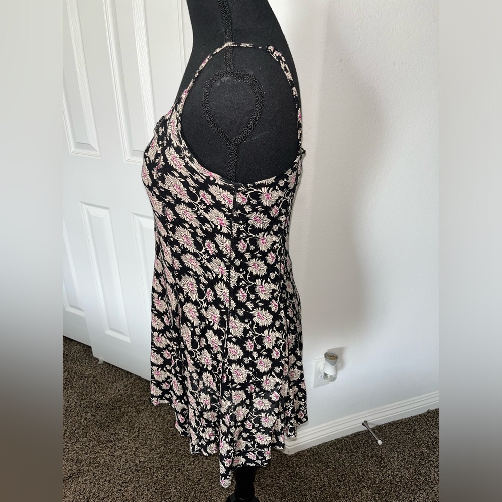 Floral Cami Dress | Black Pink Mini Dress | Adjustable Straps | Size Medium - Picture 5 of 8